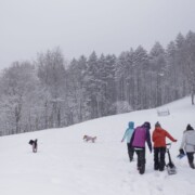 20)冬は裏山で思いっきり雪遊びができます。